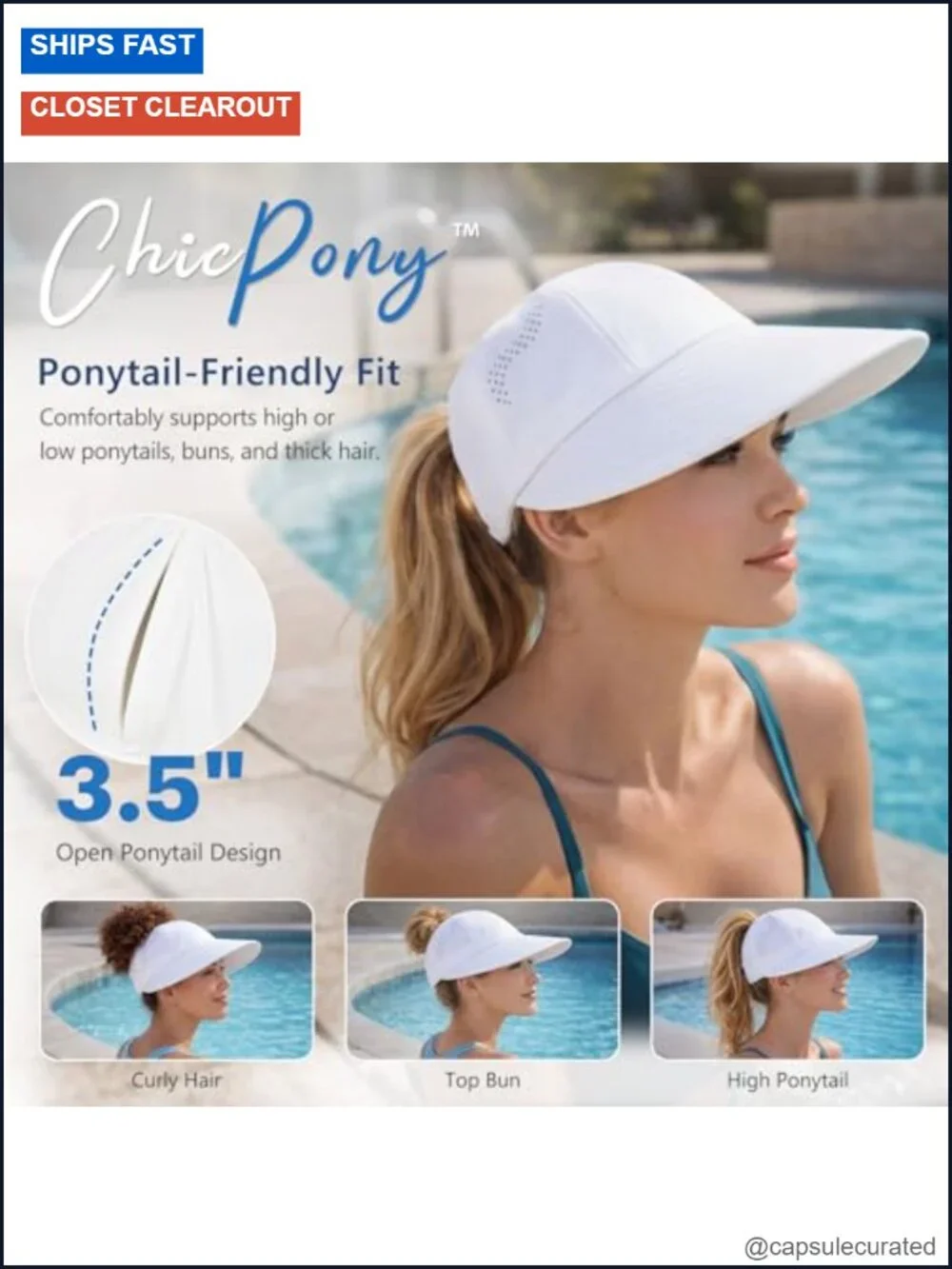 Women's Cooling Sun Hat Wide Brim Packable UV Protection Ponytail Baseball Cap